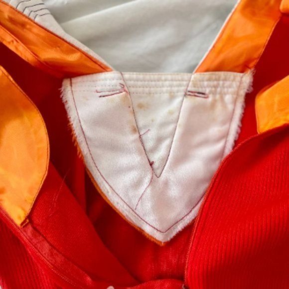 Vintage 70s Maxi Dress Sz S M Red White Blue w Long Sleeves & Polka Dots scarf. - Picture 8 of 8